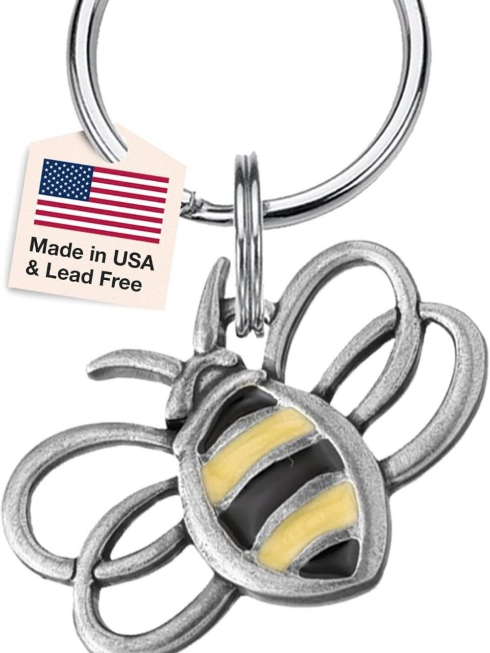 Handcrafted Pewter Bumble Bee Keychain | Unique Gift for Nature Lovers